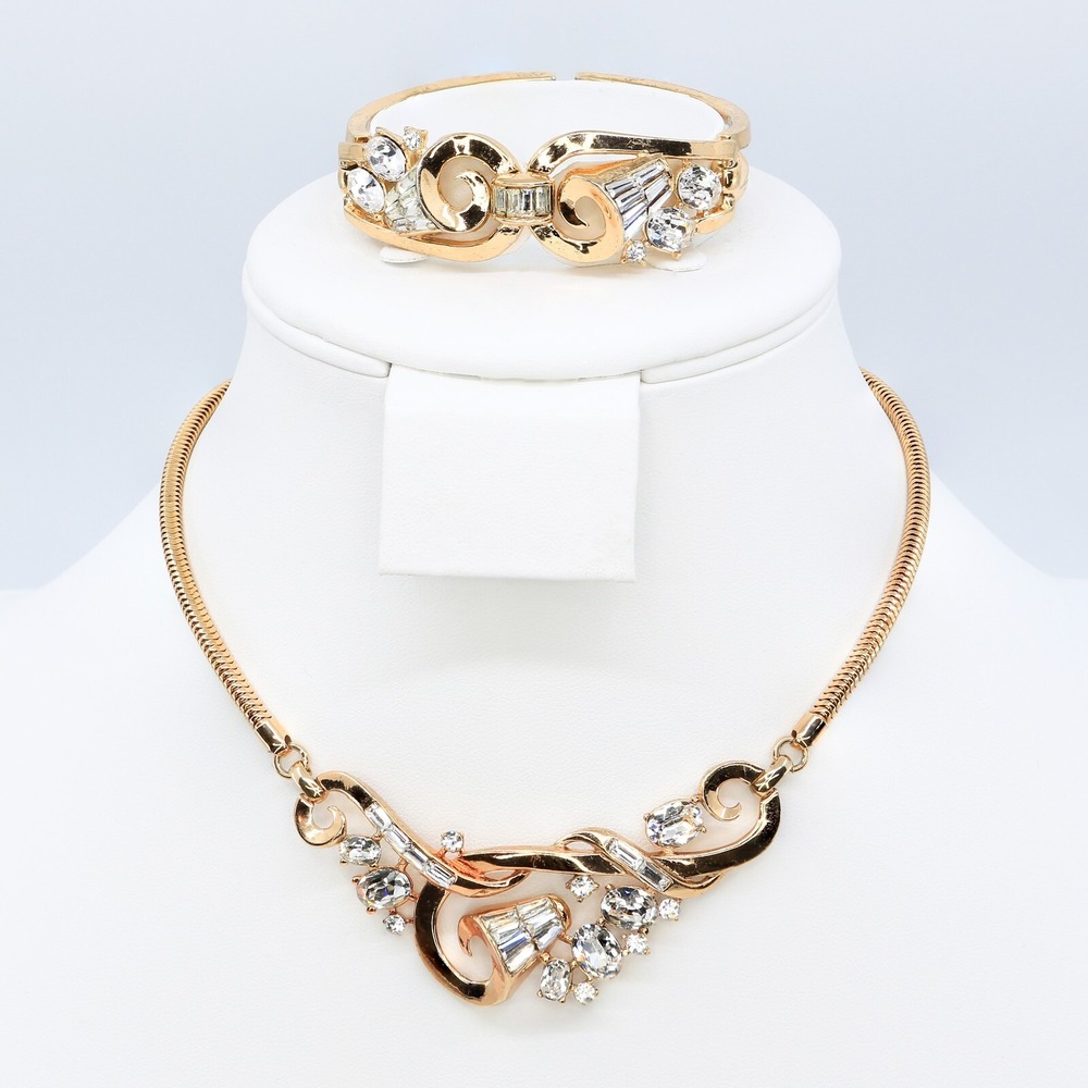 Vintage Alfred Philippe Trifari Pat. Pend. Promenade Necklace and‎ Bracelet 1952